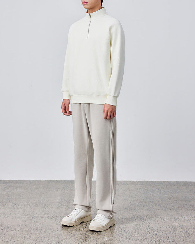 سويت شيرت بنصف سحاب بنصف نسيج عمودي