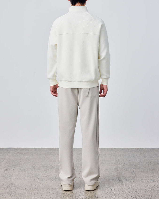 سويت شيرت بنصف سحاب بنصف نسيج عمودي