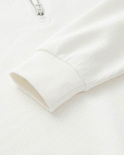 سويت شيرت بنصف سحاب بنصف نسيج عمودي