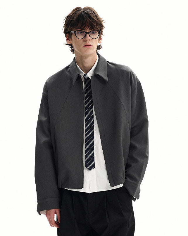 Wool Blend Zip Front Jacket