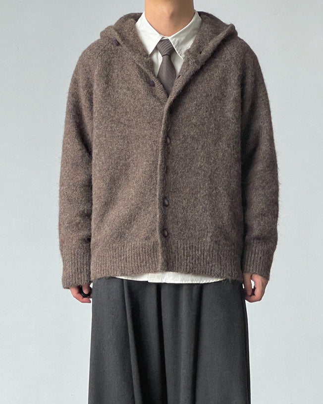 Wool Blend Stand Collar Cardigan