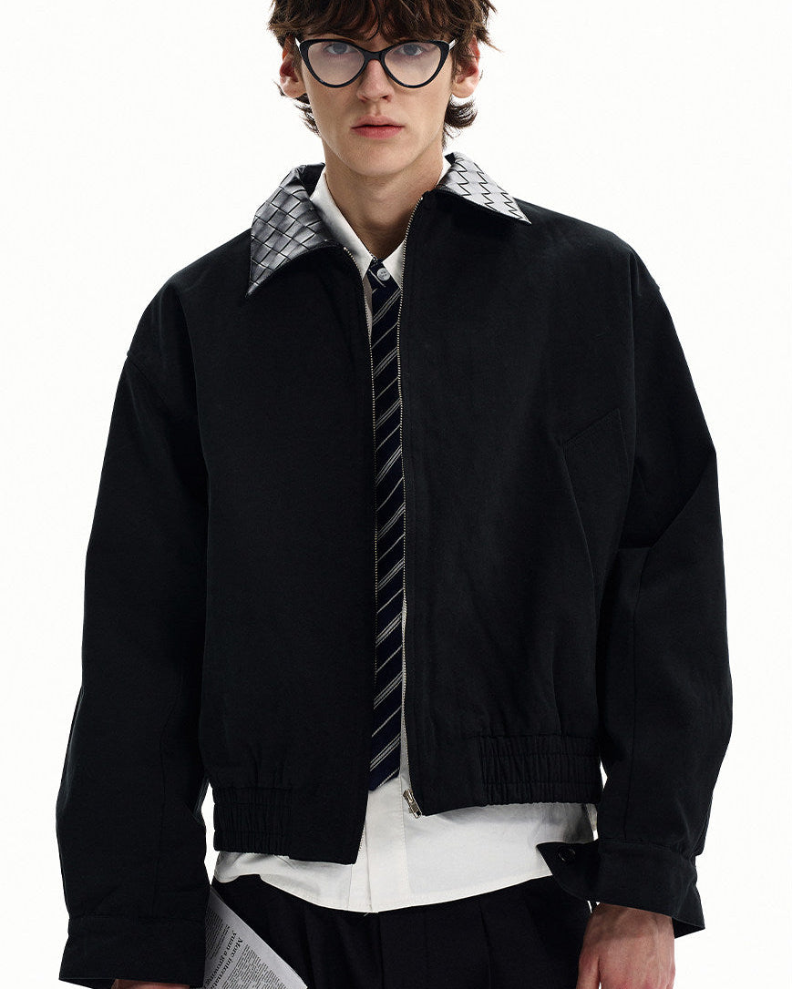 Quilted Collar Cotton Zip Jacket