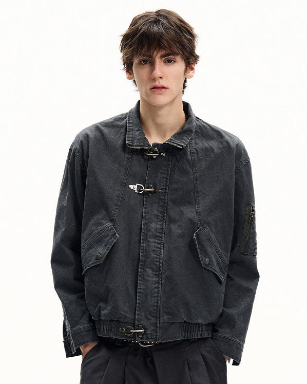 Functional Zip Buckle Front Jacket