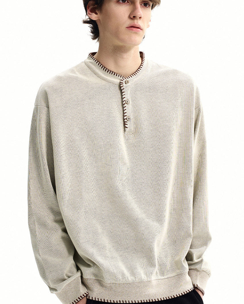 Clean Knit Henley Sweatshirt