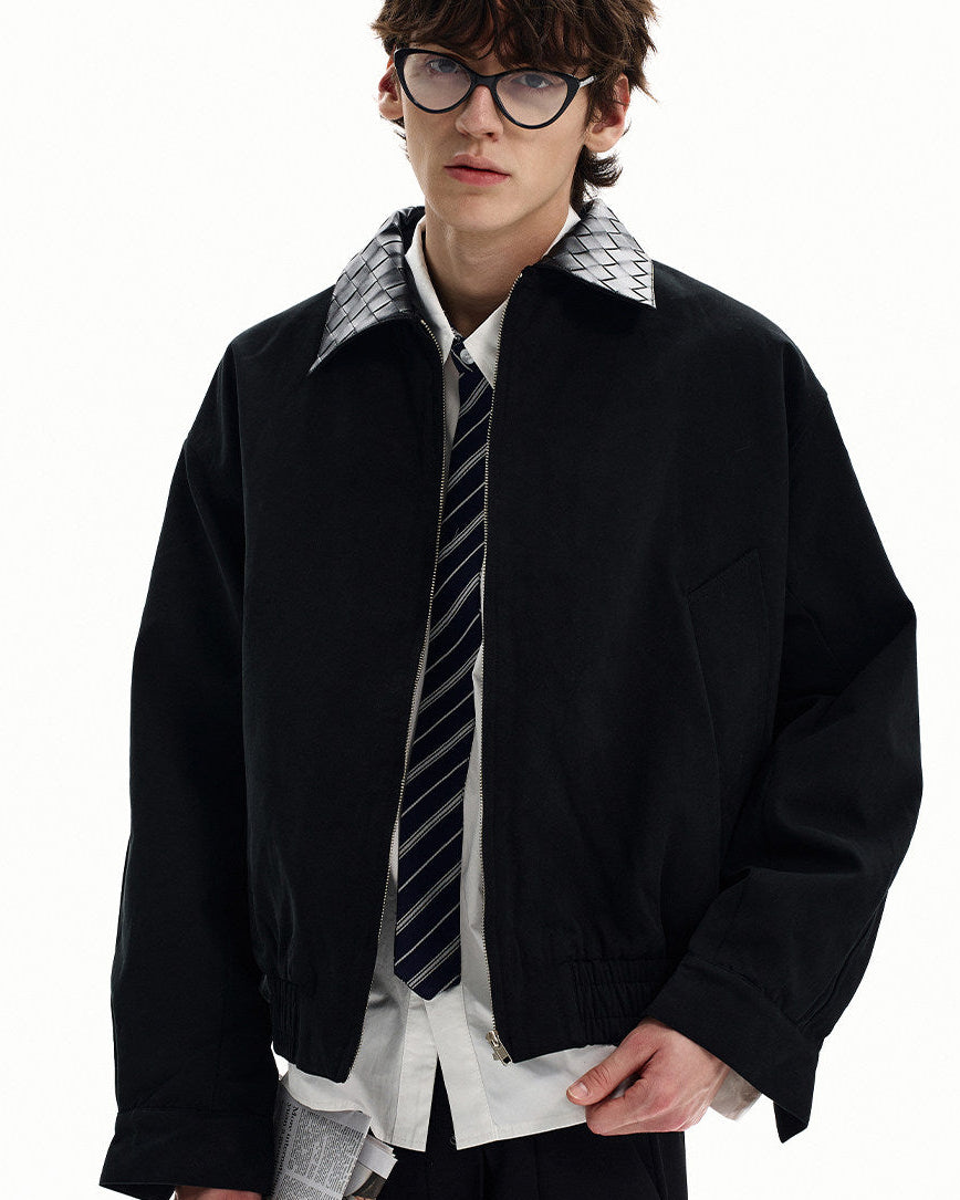 Quilted Collar Cotton Zip Jacket