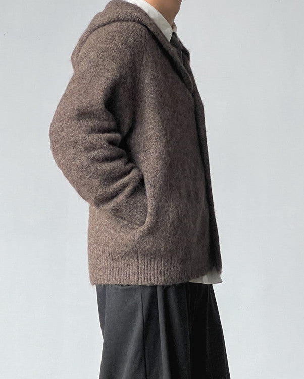 Wool Blend Stand Collar Cardigan