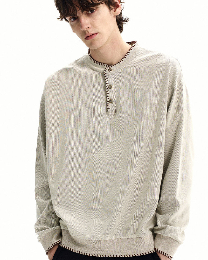 Clean Knit Henley Sweatshirt