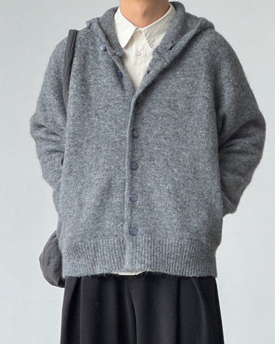 Wool Blend Stand Collar Cardigan
