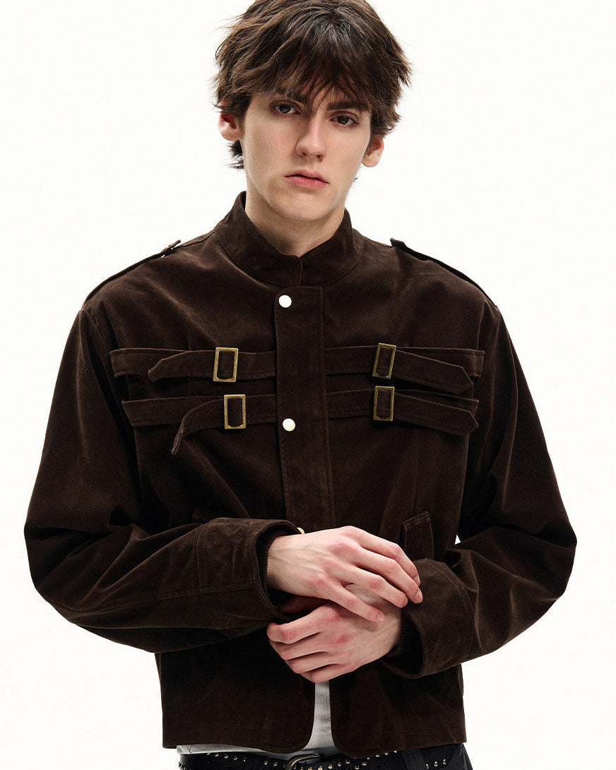 Solid Suede Buckle Jacket