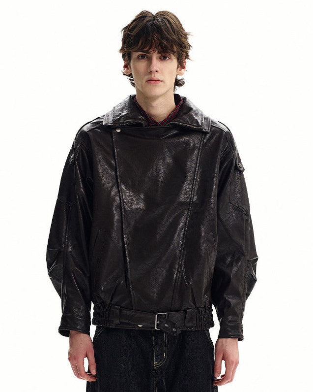 Modern Leather Stand Collar Jacket