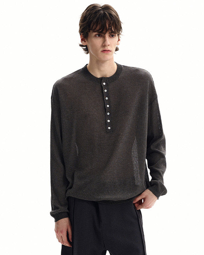 Refined Collar Knit Henley