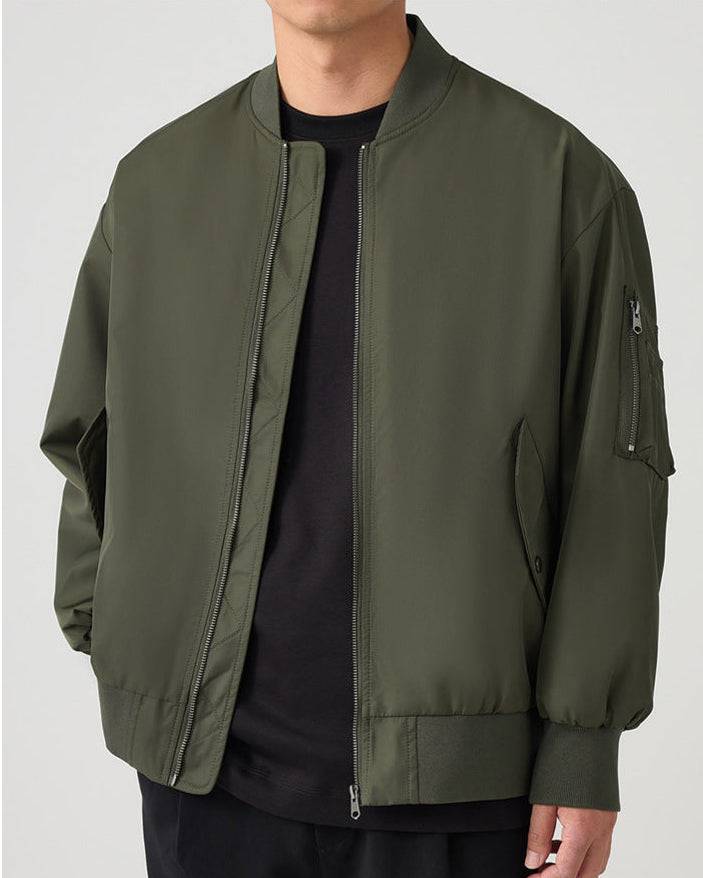 The Momeike AeroFlex Loose Fit Baseball Collar Pilot Jacket