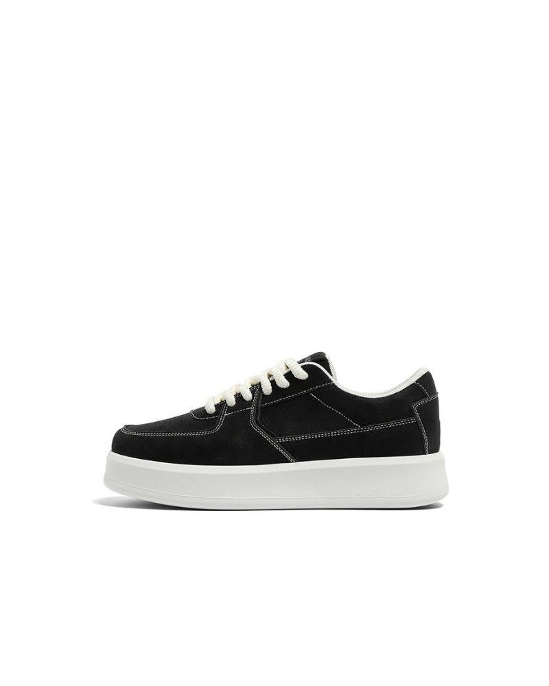 Black Big Sole Suede Low Sneakers