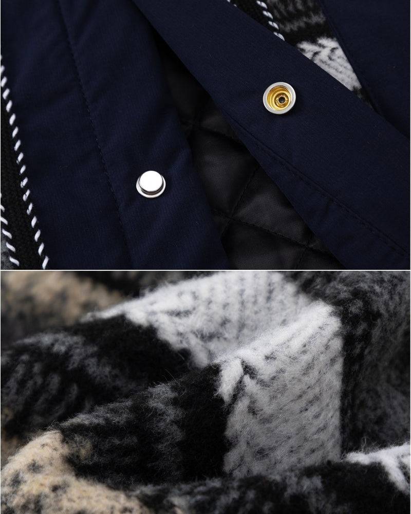 Striped Patchwork Button Jacket