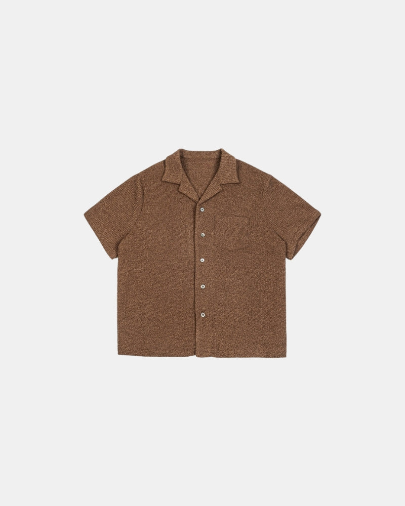 Chemise à col cubain en tricot texturé