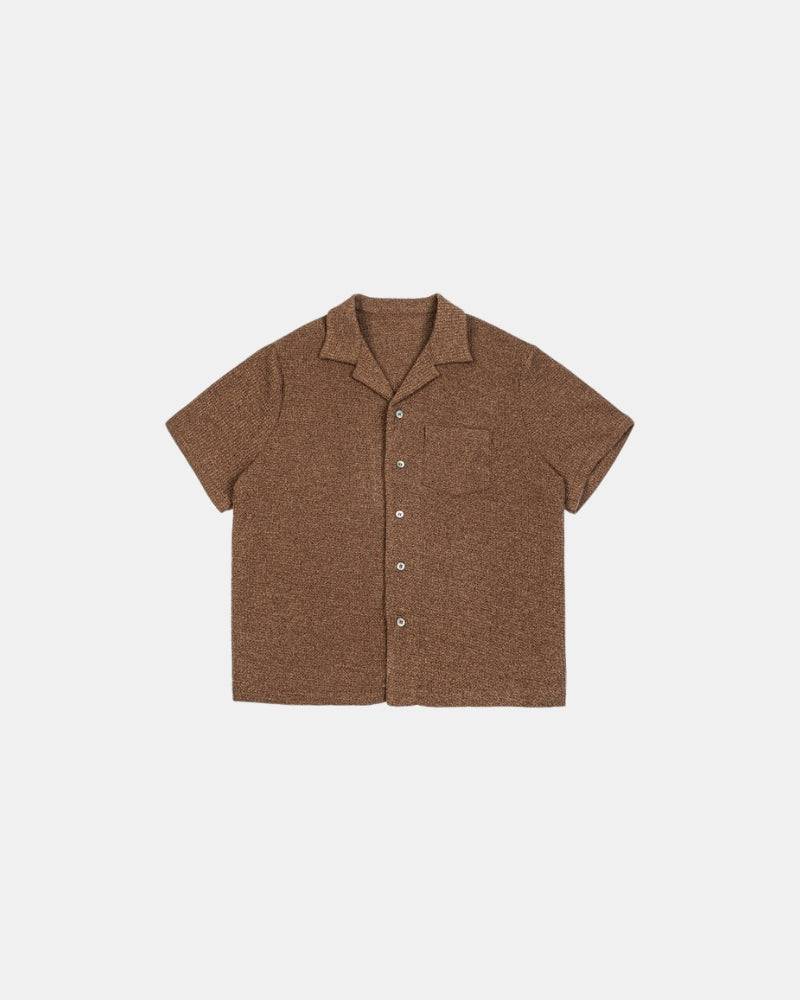 Textured Knit Cuban Collar Shirt