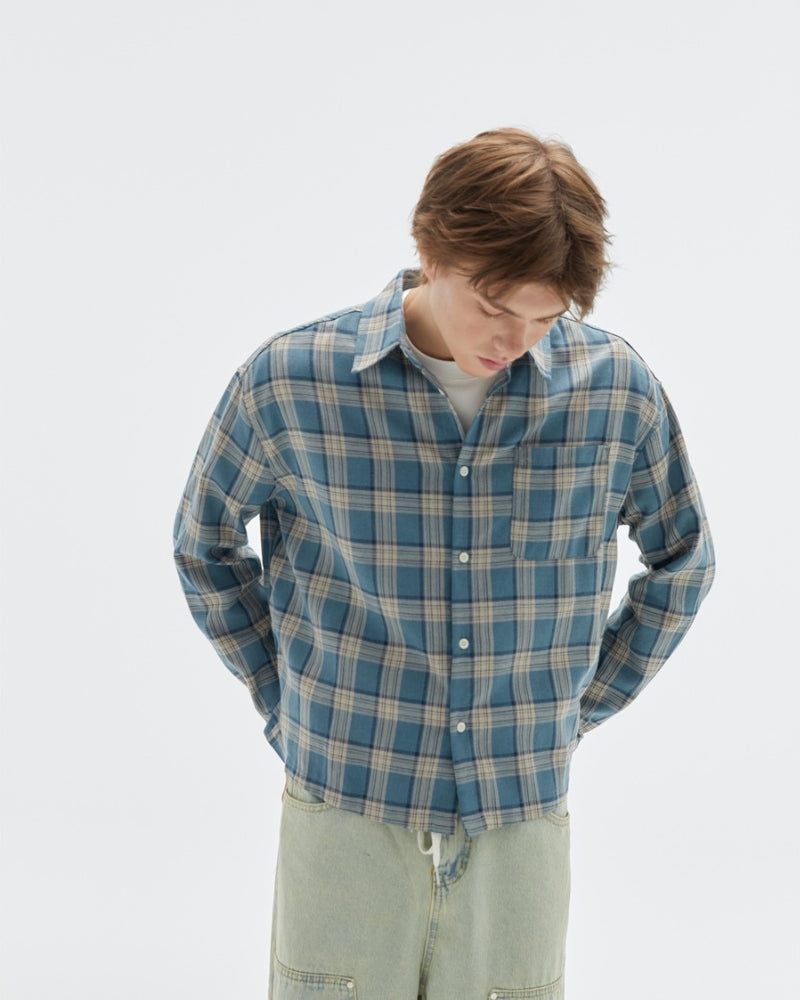 Chemise à carreaux 2 tons, coupe décontractée