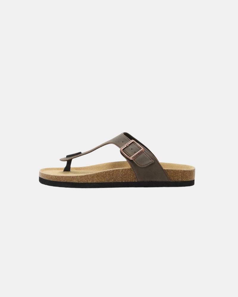 Leather Toe-Post Sandals - Olive