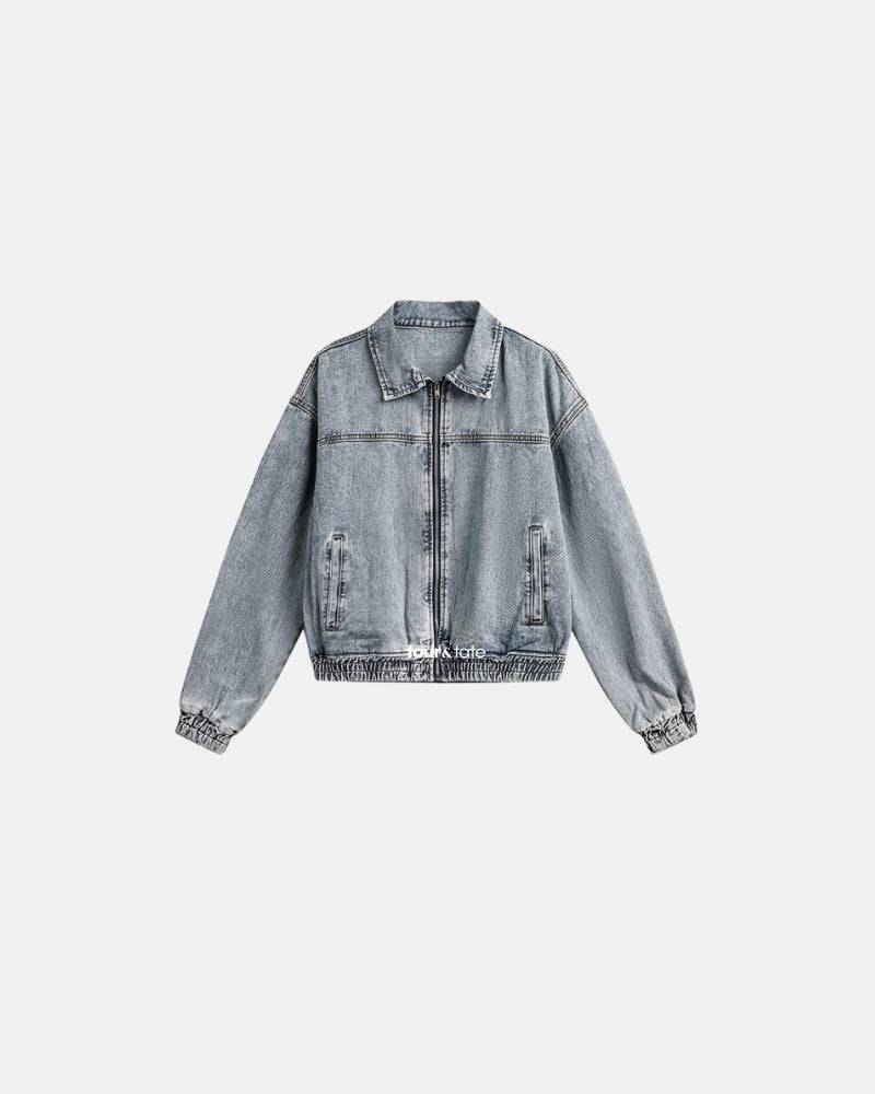 Washed Denim Bomber Jacket