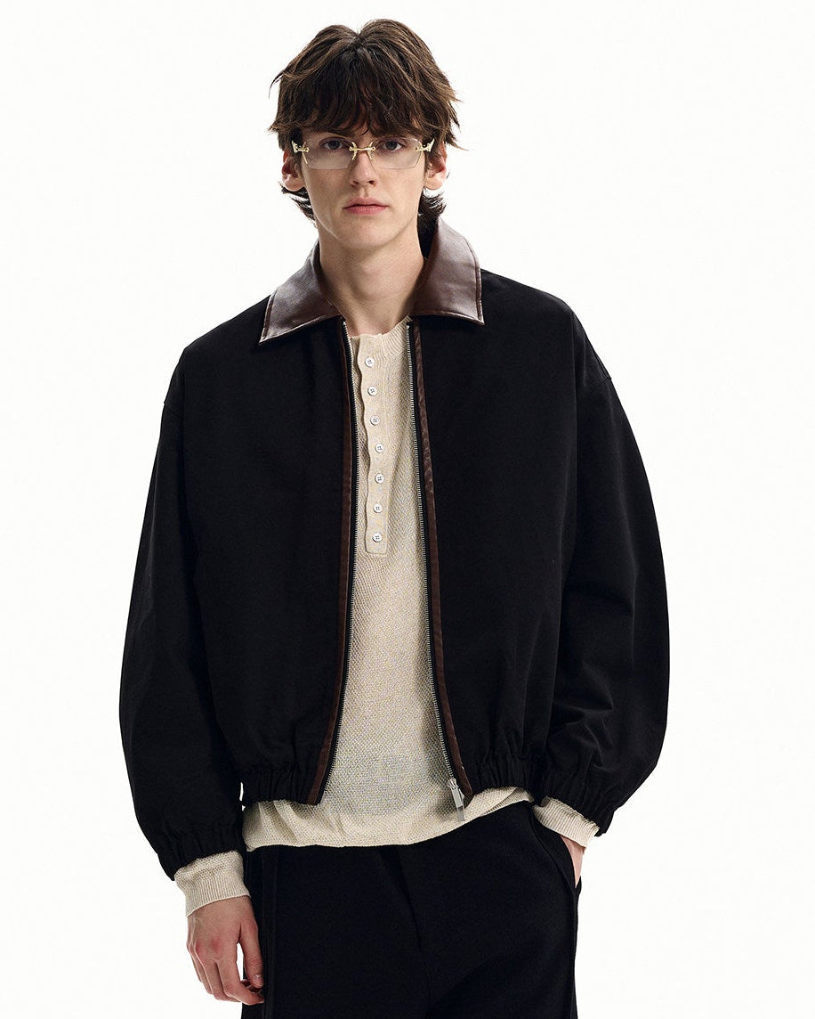 Cotton Twill Zip Harrington Jacket