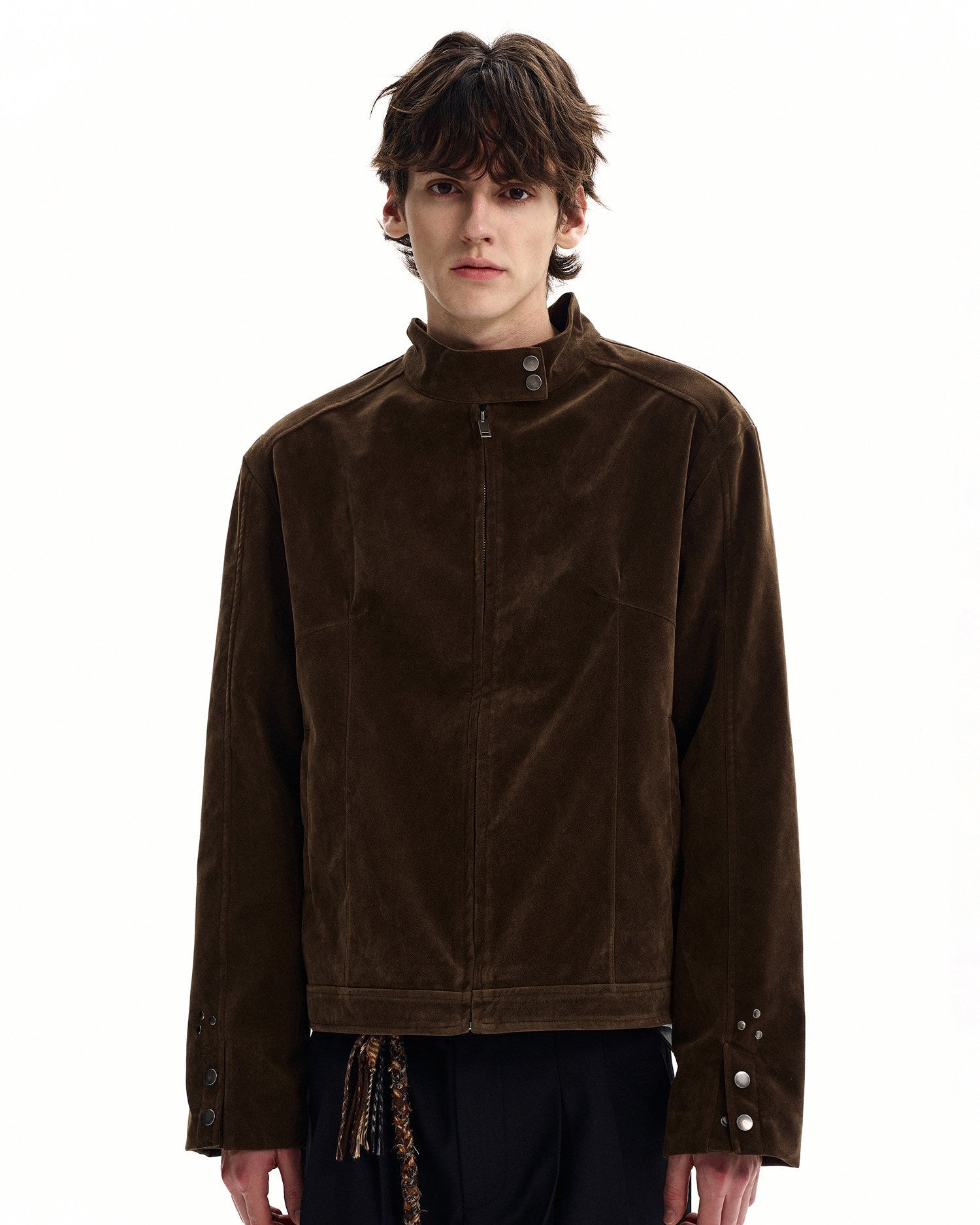 Suede Zip Stand Collar Jacket