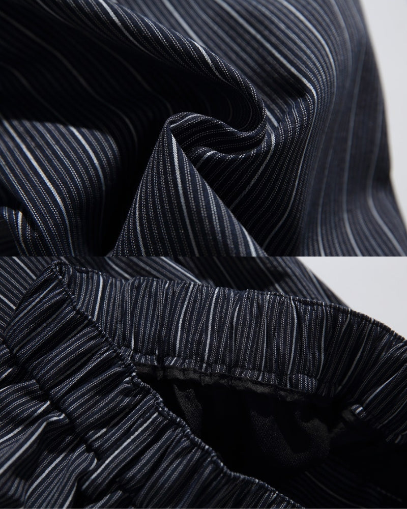 Relaxed Pinstripe Drawstring Pants - Navy Blue