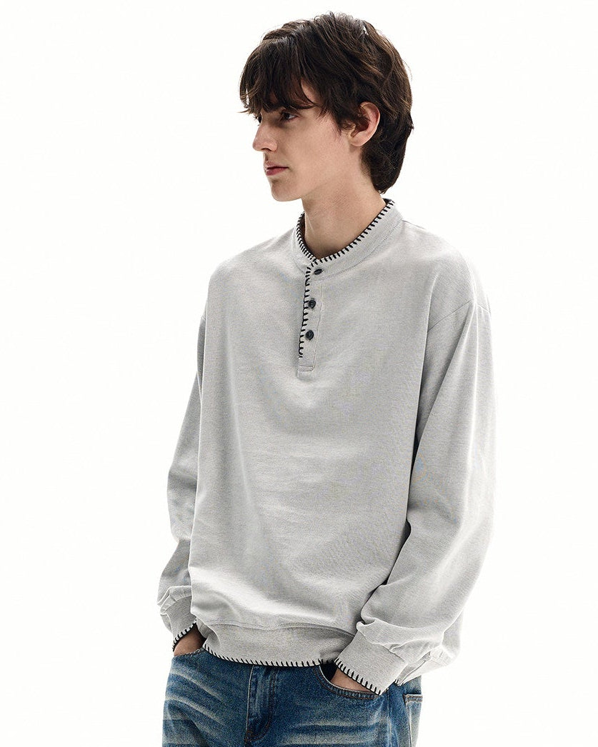 Clean Knit Henley Sweatshirt