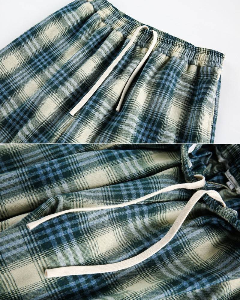 Relaxed Plaid Drawstring Pajama Pants