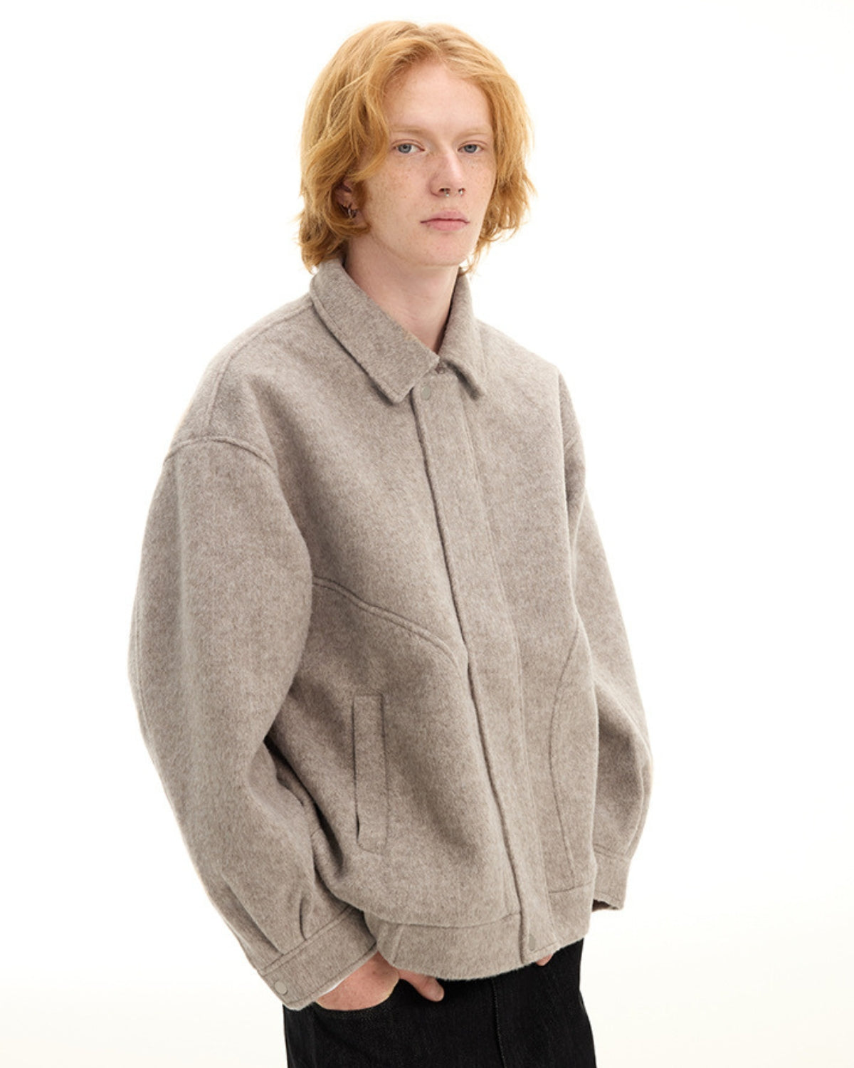 Textured Wool-Blend Short Jacket