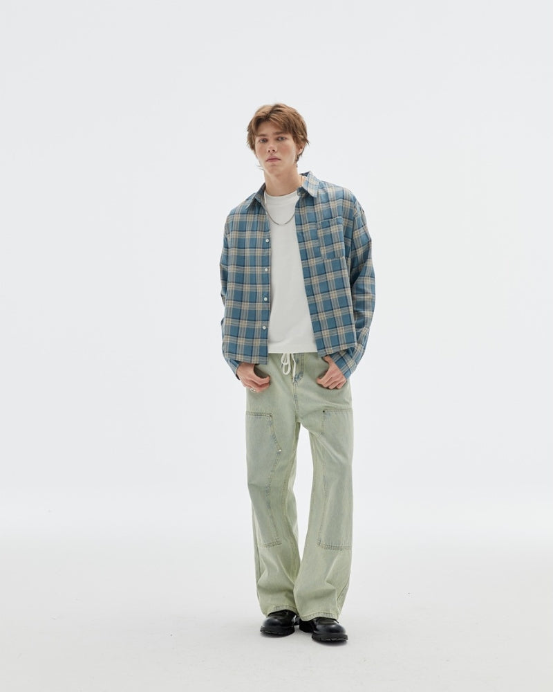 Chemise à carreaux 2 tons, coupe décontractée