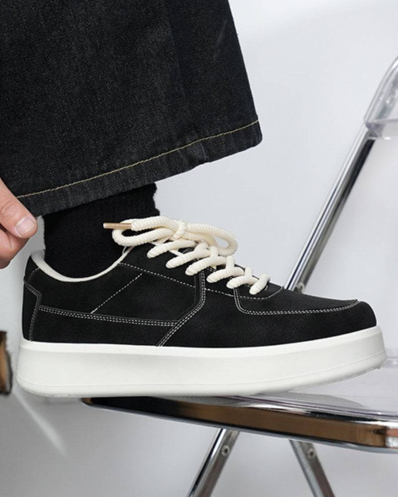 Black Big Sole Suede Low Sneakers