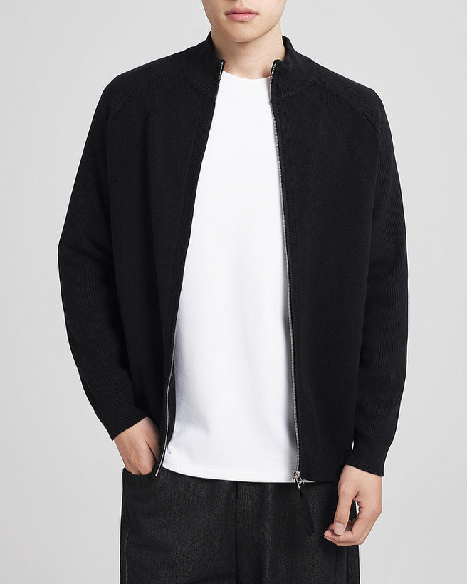 Spliced Pit Texture Knit Cardigan