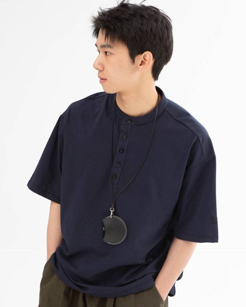 Mandarin Collar Half‑Placket Tee