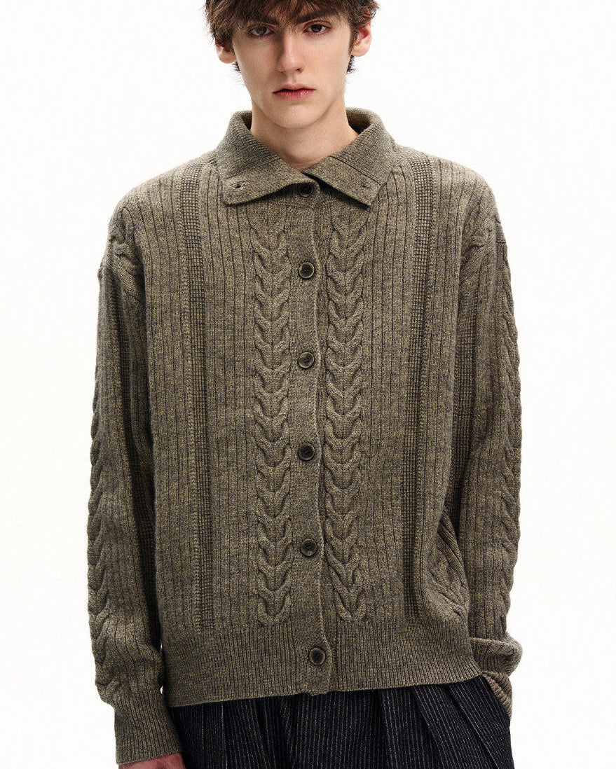 Cable Knit Wool Cardigan