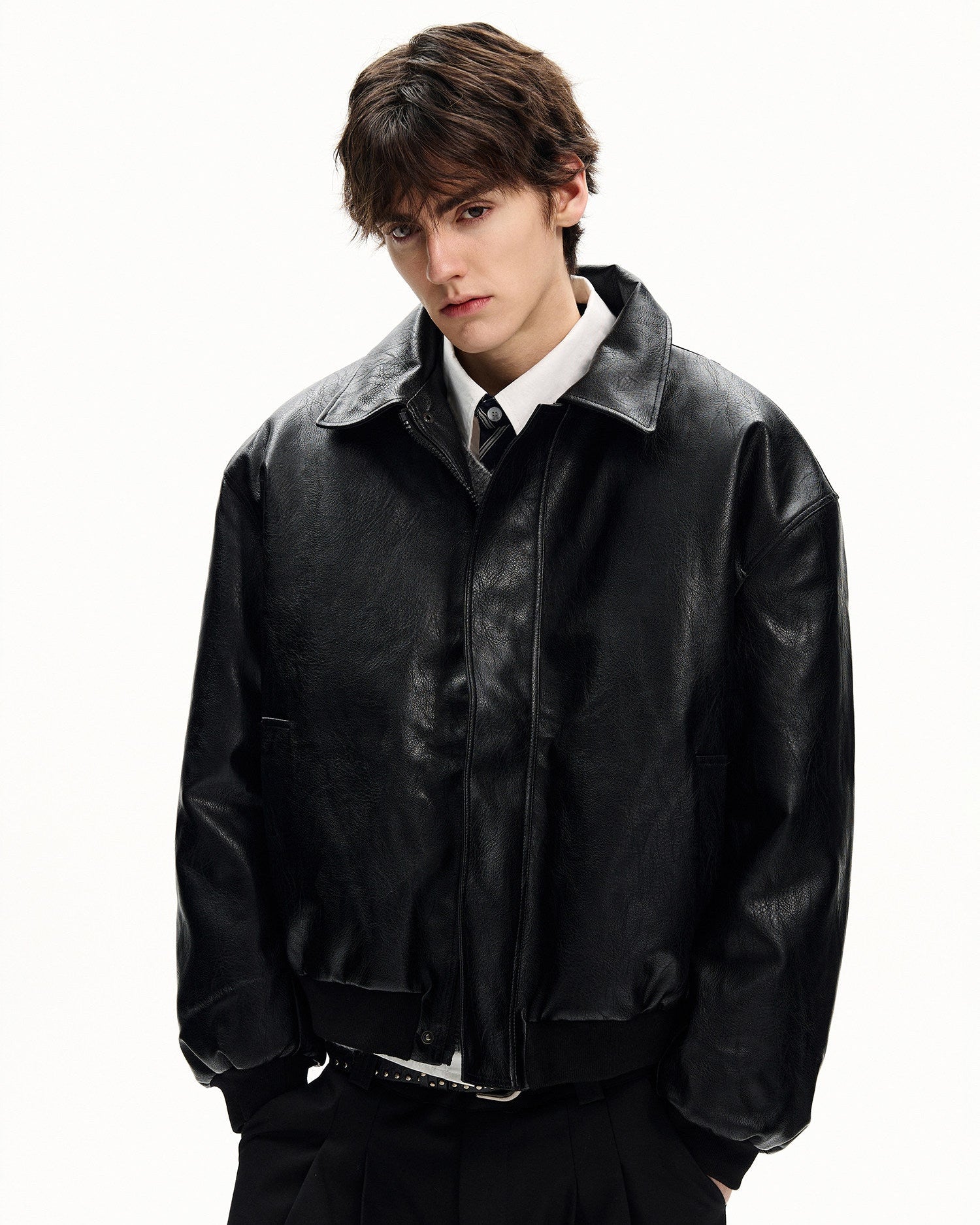 Smooth Leather Zip Jacket