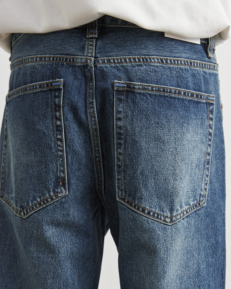 Weite Denim-Jeans mit Vintage-Waschung