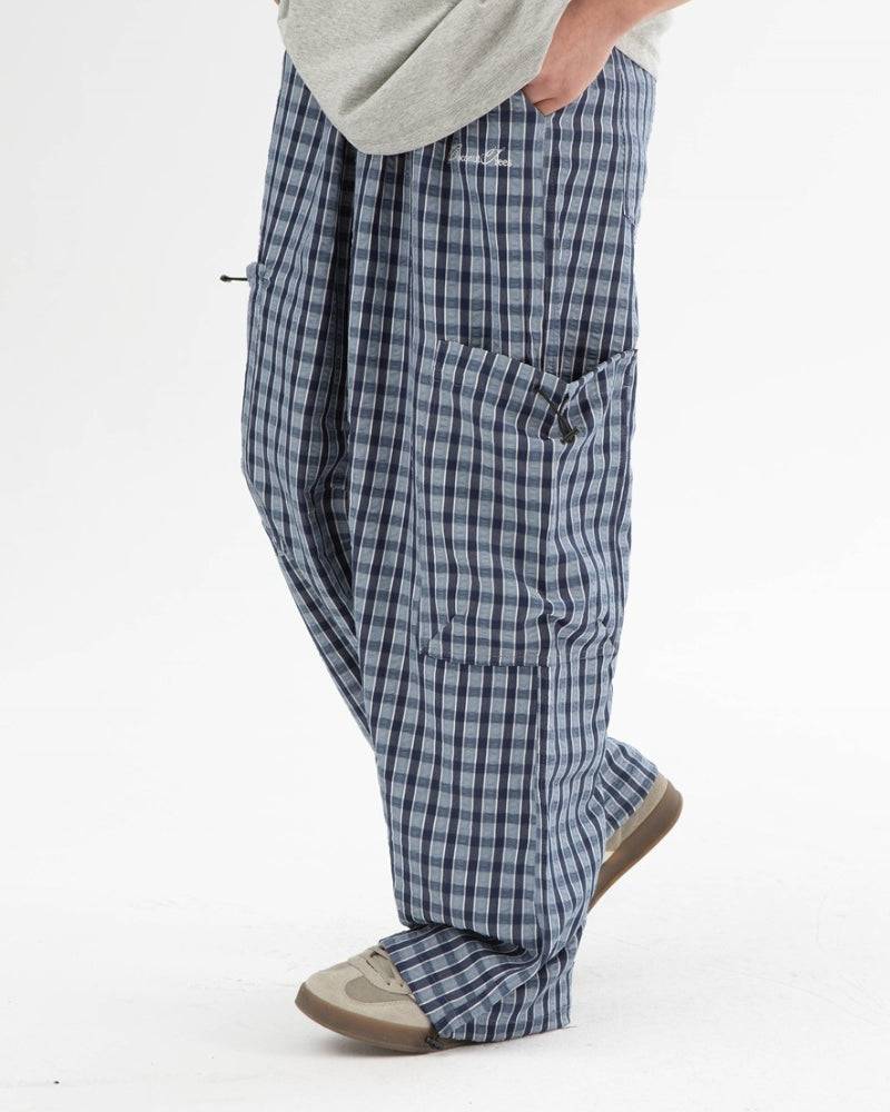 Under The Coconut Tree Relaxed Fit Checkered Cargo Pants