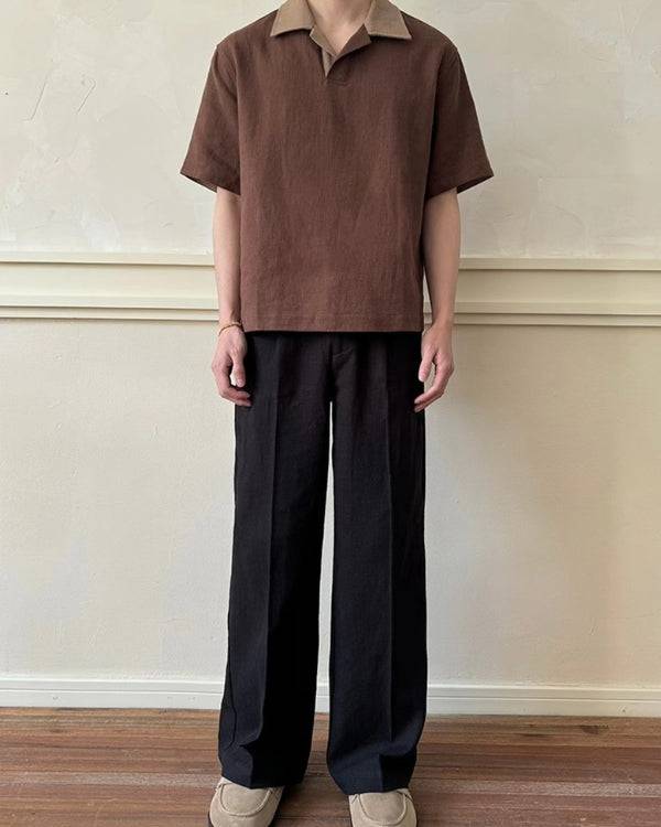 Linnen Mix Open Polo Shirt