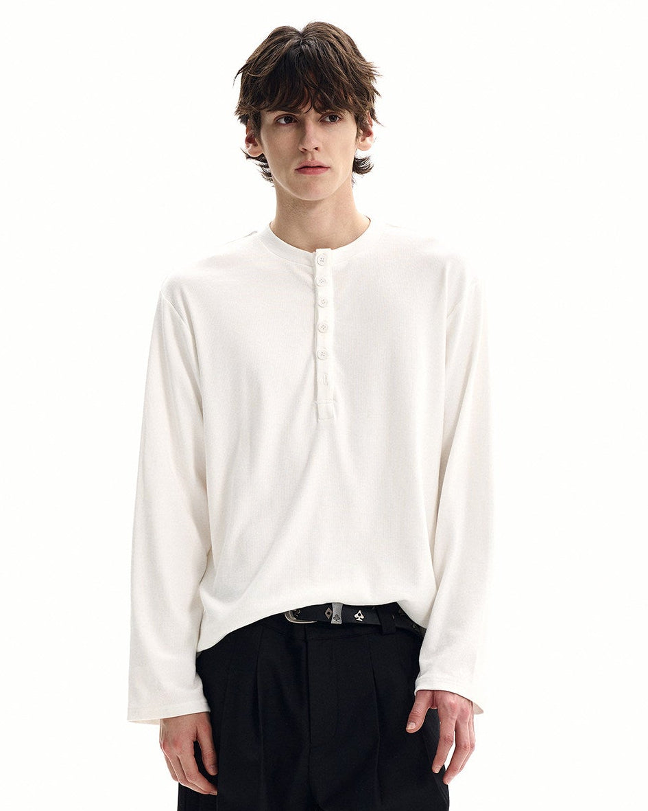 Waffle Knit Cotton Henley