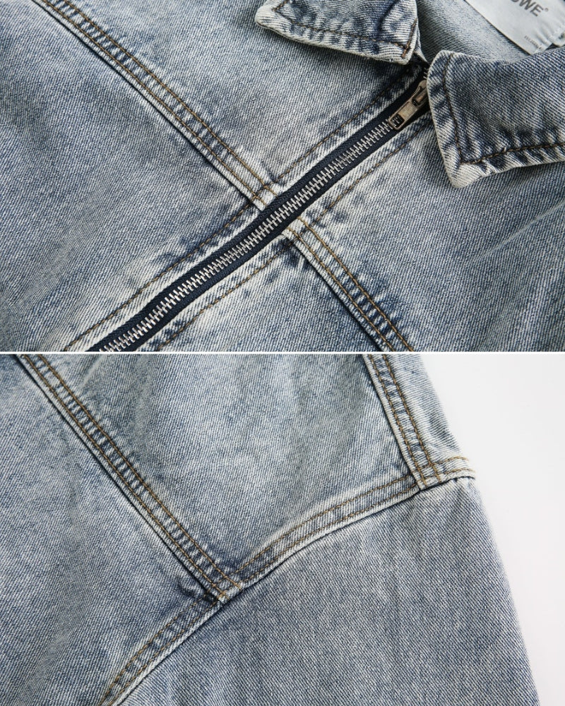 Bomberjacke aus gewaschenem Denim
