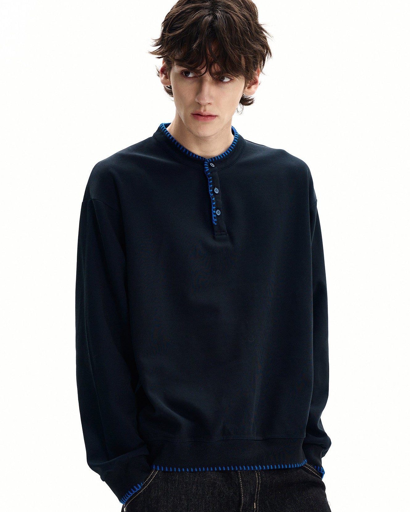 Clean Knit Henley Sweatshirt