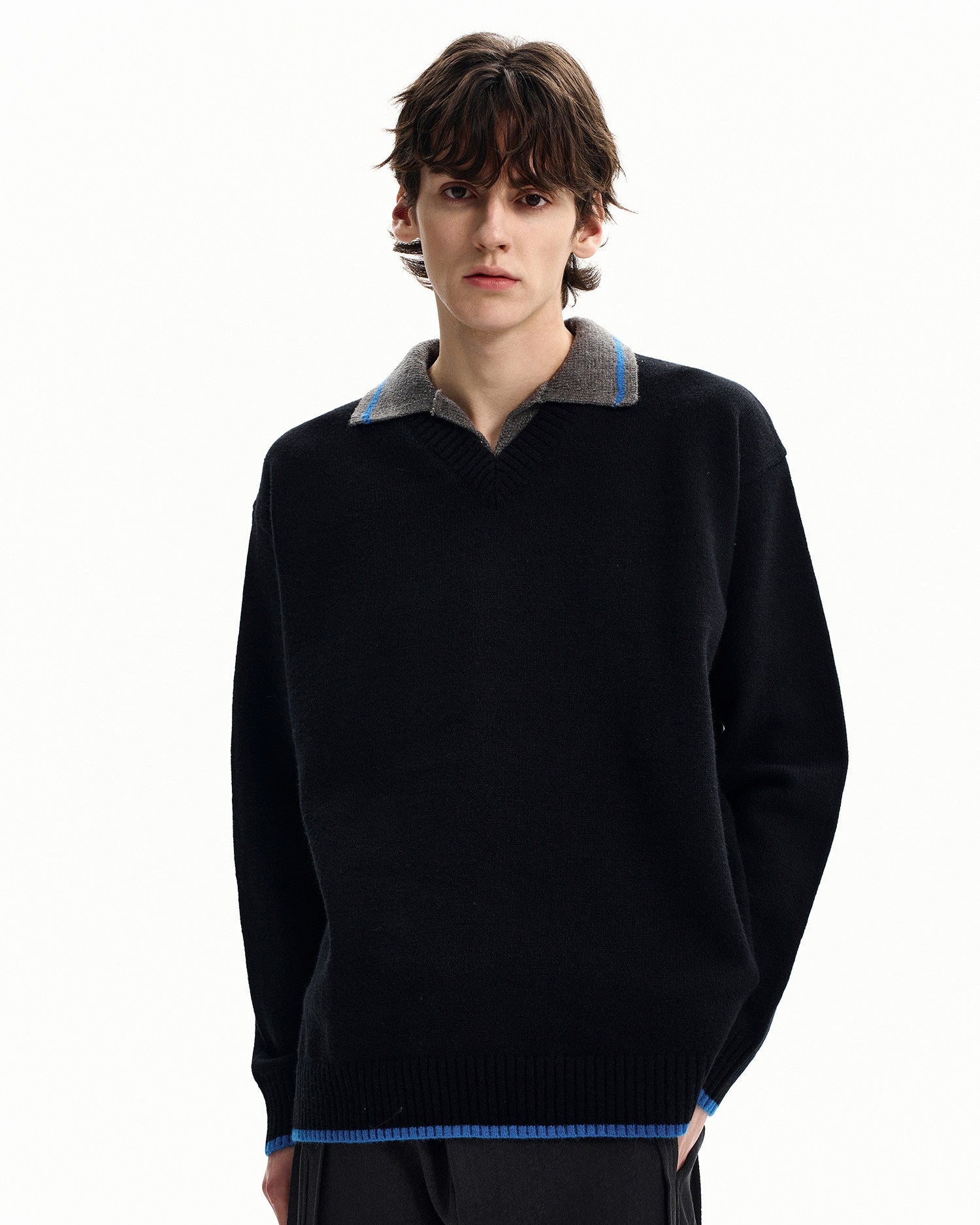 Contrast Collar Knit Sweater