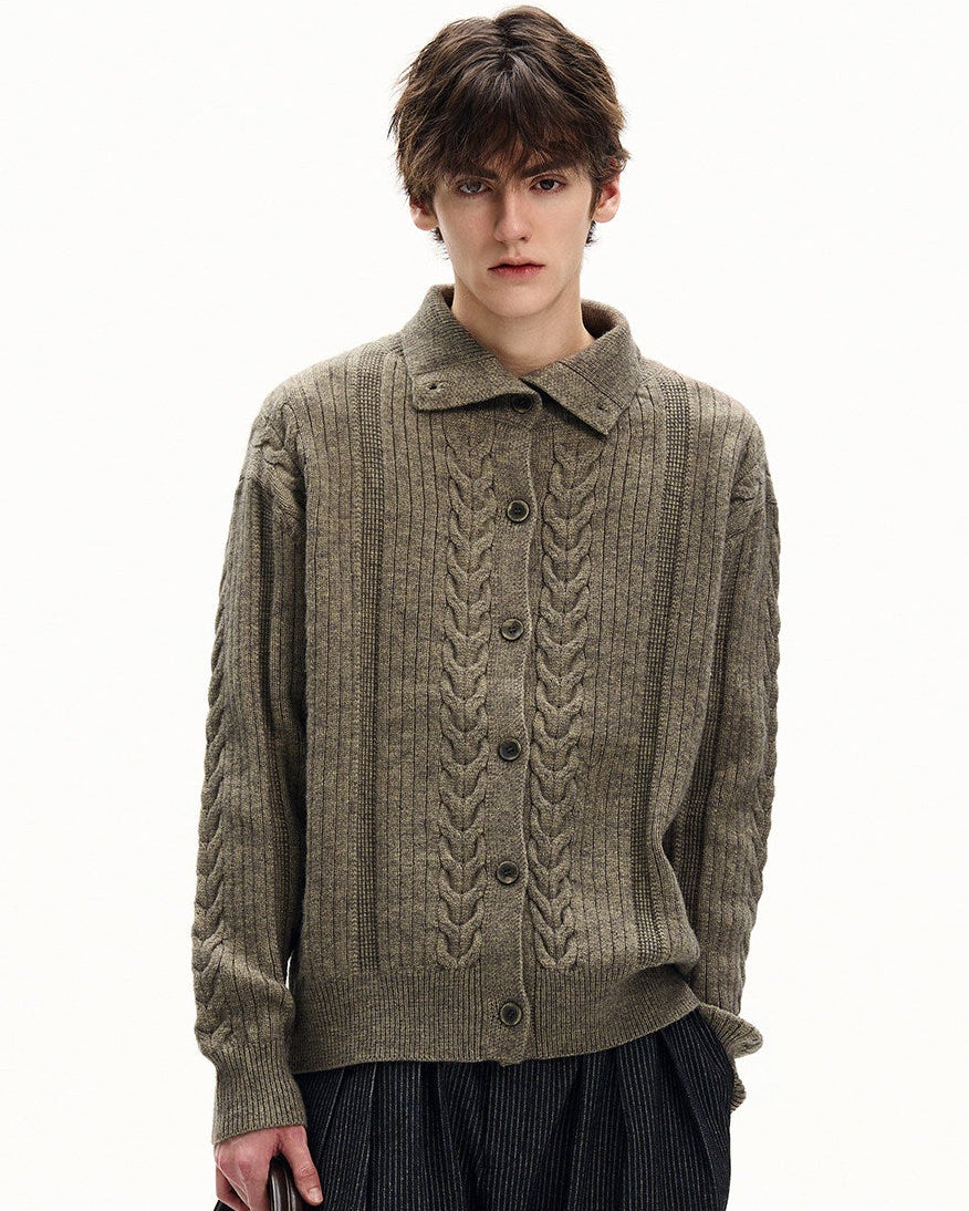 Cable Knit Wool Cardigan