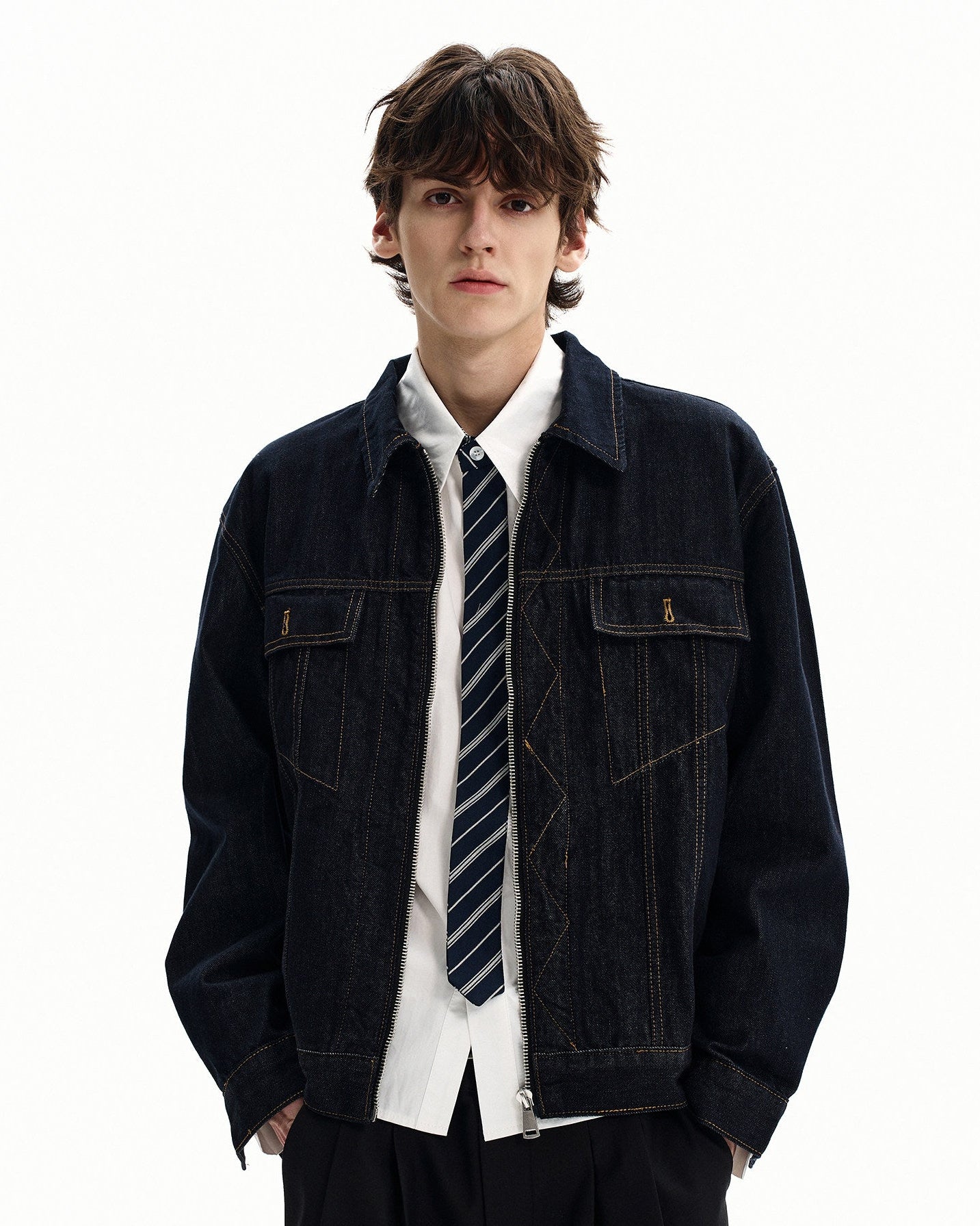 Dark Wash Denim Zip Jacket