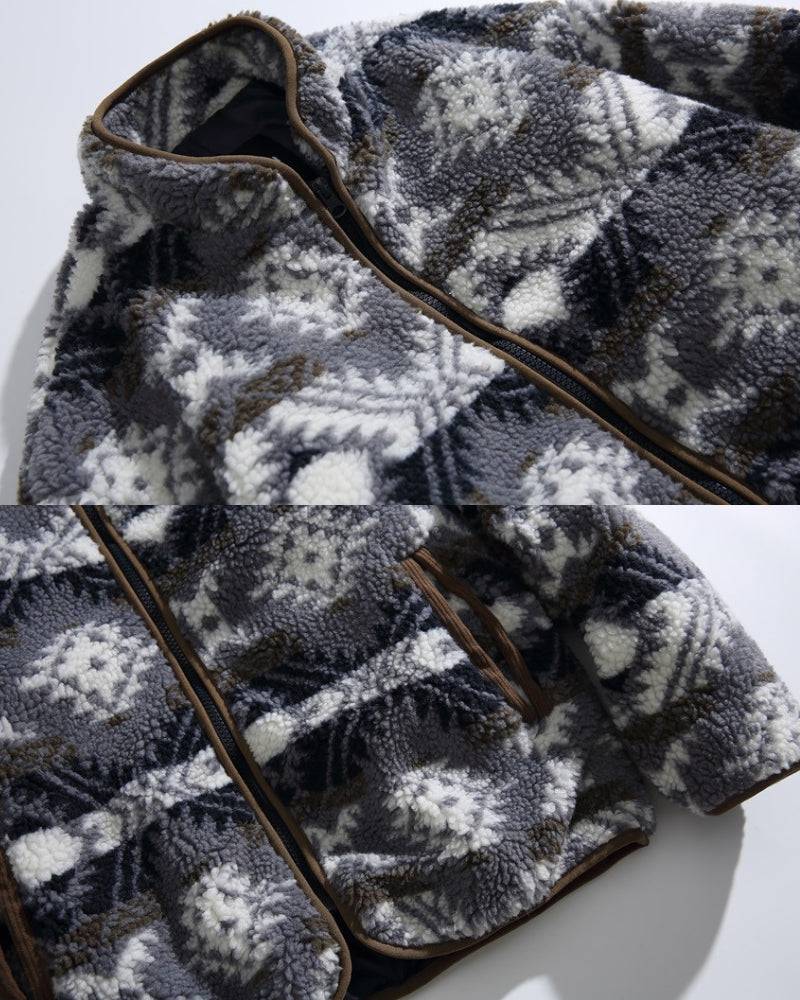 Nordic Pattern Fleece Zip Jacket