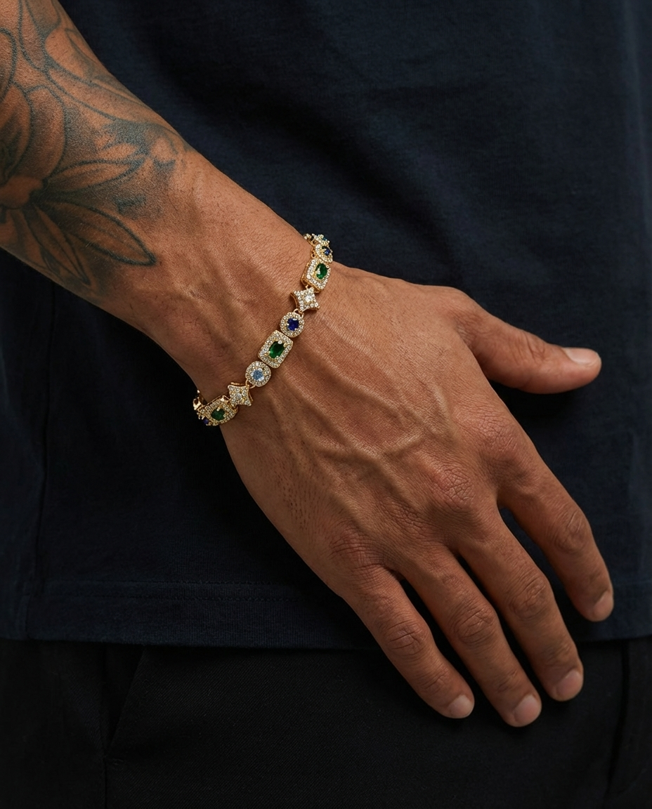 Emerald & Sapphire Halo Bracelet