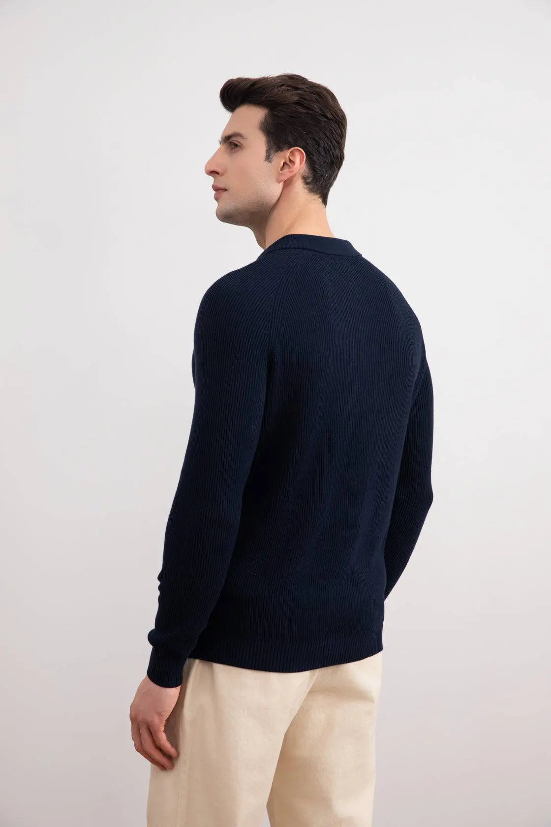 Navy English Rib Polo Shirt - Tour&Tate