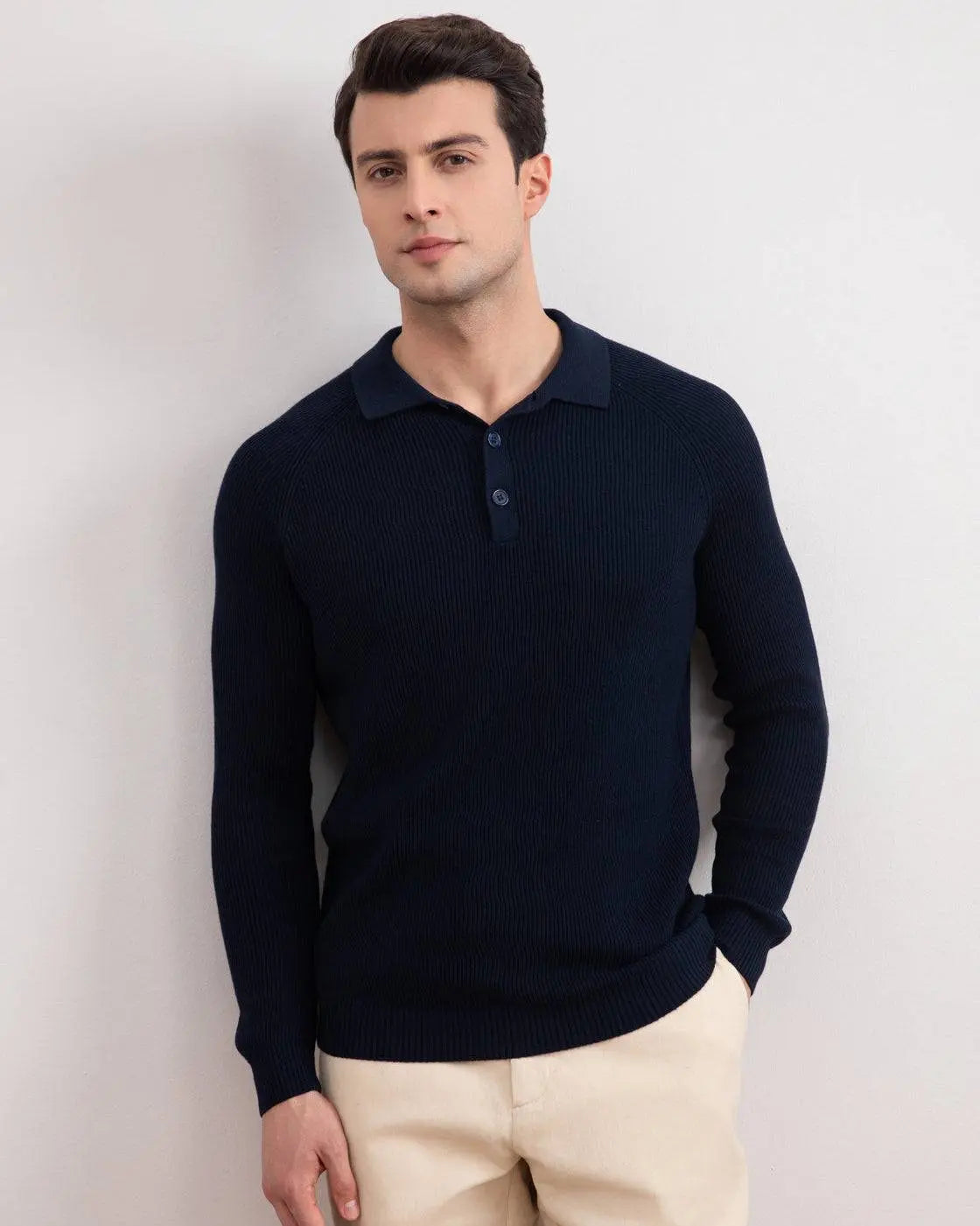 Navy English Rib Polo Shirt - Tour&Tate