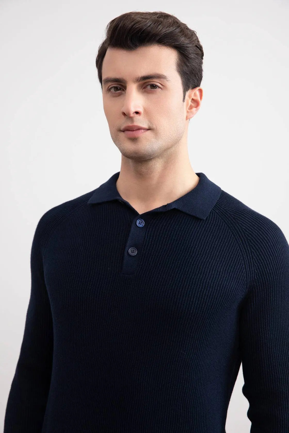 Navy English Rib Polo Shirt - Tour&Tate