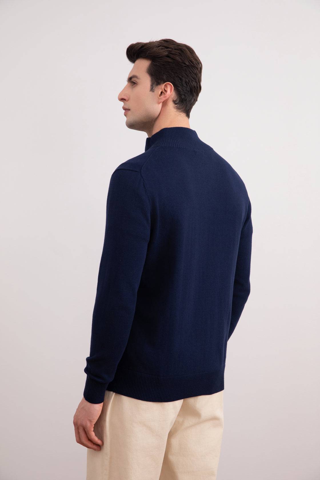 Blue Classic Zip-Up Cardigan - Tour&Tate